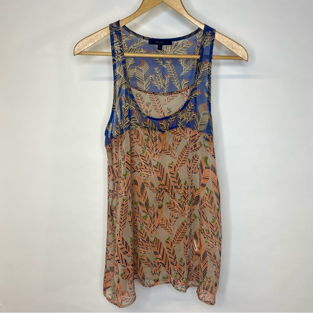 Eclair sheer print tank top